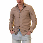 Abram Reversible Cuff Button-Down Shirt // Light Brown (L)