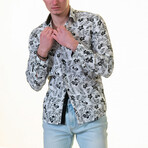 Roderick Reversible Cuff Button-Down Shirt // White + Black (M)