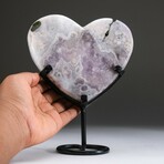 Polished Strawberry Quartz Agate Heart + Stand