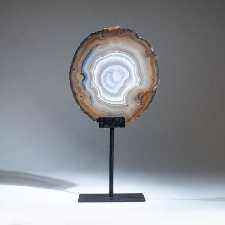 Genuine Agate Slice + Custom Metal Stand // v.1