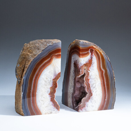 Genuine Agate Geode Bookends v.6