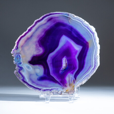 Genuine Agate Slice + Acrylic Display Stand // v.10