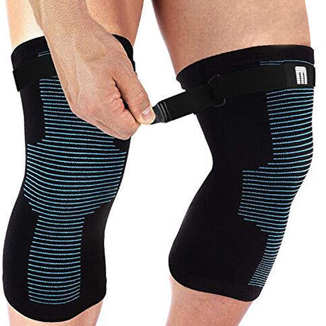 Bamboo Knee Support with Strap // Pack of 2 // Blue (Small)