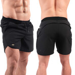 Men's Shorts // Black + Gold Logo (Small)