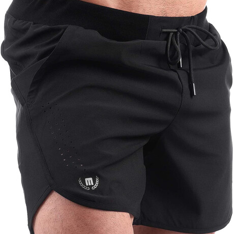 Men's Shorts // Black + Silver Logo (Small)