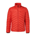 Lightweight Hooded Puffer Jacket // Fiery Red // Large