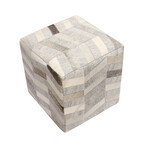 Cowhide Square Pouf // Chevron