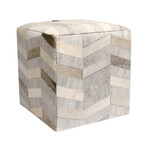 Cowhide Square Pouf // Chevron