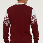 Larry Sweater // Wine Red + White (3XL)