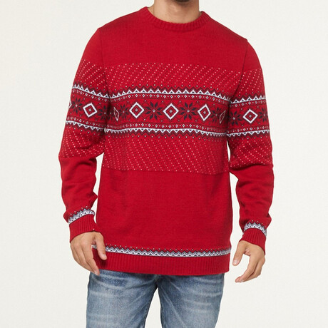 Malcolm Sweater // Red + Print (XS)