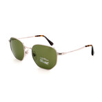 Persol // Unisex PO2446S-518/4E Sunglasses // Silver + Green