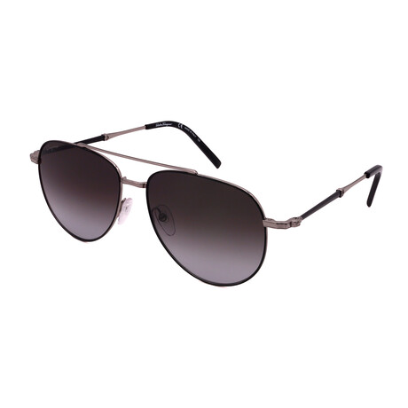 Salvatore Ferragamo Men's SF226S-086 Aviator Sunglasses // Black + Light Ruthenium