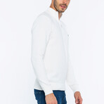 Half-Zip Guernsey Style Sweater // White (L)