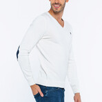 V-Neck Guernsey Style Sweater // White (XL)