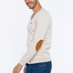 V-Neck Guernsey Style Sweater // Beige (2XL)
