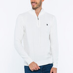 Half-Zip Guernsey Style Sweater // White (L)