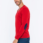 V-Neck Guernsey Style Sweater // Red (S)