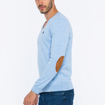 V-Neck Guernsey Style Sweater // Light Blue (S)