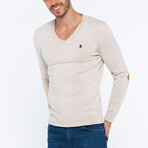 V-Neck Guernsey Style Sweater // Beige (2XL)