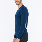 V-Neck Guernsey Style Sweater // Navy (S)