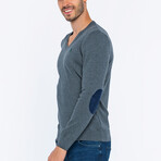 V-Neck Guernsey Style Sweater // Anthracite (L)