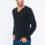 V-Neck Guernsey Style Sweater // Black (S)