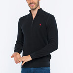 Half-Zip Guernsey Style Sweater // Black (M)