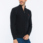 Half-Zip Guernsey Style Sweater // Black (M)