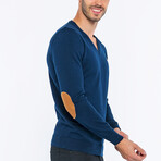 V-Neck Guernsey Style Sweater // Navy (S)