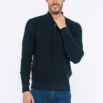 Half-Zip Guernsey Style Sweater // Navy (3XL)