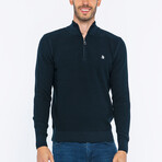 Half-Zip Guernsey Style Sweater // Navy (3XL)