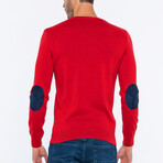 V-Neck Guernsey Style Sweater // Red (S)