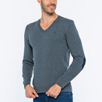 V-Neck Guernsey Style Sweater // Anthracite (L)