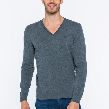 V-Neck Guernsey Style Sweater // Anthracite (S)