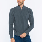Half-Zip Guernsey Style Sweater // Anthracite (M)