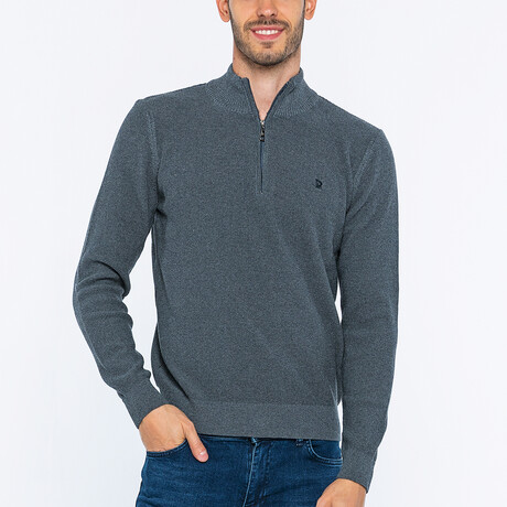 Half-Zip Guernsey Style Sweater // Anthracite (S)