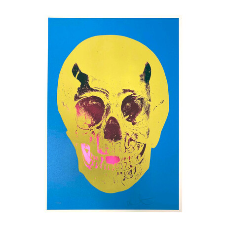 Damien Hirst //  Till Death Do Us Part - Careleun Blue Pigment, Yellow Royal Red Pop Skull // 2012