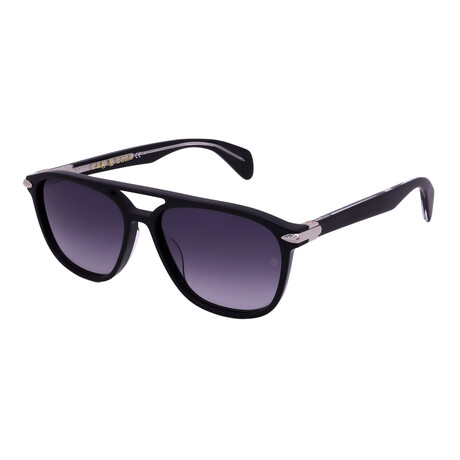 Rag & Bone // Men's Pilot Sunglasses // Matte Black + Gray Gradient