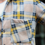 Checkered Fleece Shirt // Yellow (S)