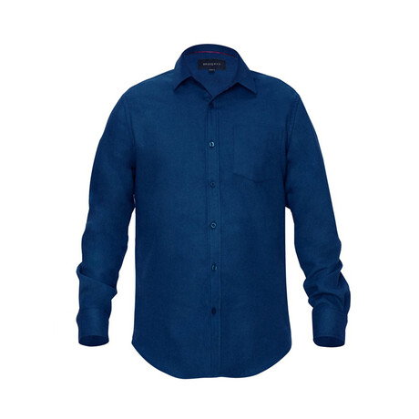 Buffalo Solid Button Down Flannel Shirt // Navy (Small)