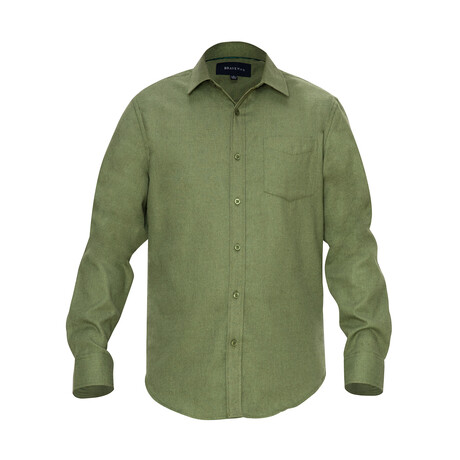 Buffalo Button Down Flannel Shirt // Olive (Medium)