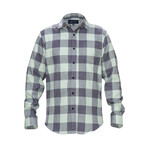 Buffalo Plaid Button Down Flannel Shirt // Light Green + Gray (3X-Large)