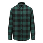 Buffalo Plaid Button Down Flannel Shirt // Green + Black (Small)