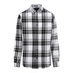 Buffalo Plaid Button Down Flannel Shirt // Black + White Grid (Small)