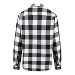 Buffalo Plaid Button Down Flannel Shirt // Black + White (Small)