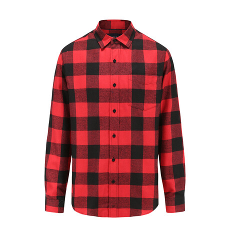 Buffalo Plaid Button Down Flannel Shirt // Black + Red (Small)