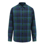 Buffalo Plaid Button Down Flannel Shirt // Navy + Green (Small)