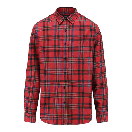 Buffalo Plaid Button Down Flannel Shirt // Red + Tartan (Small)
