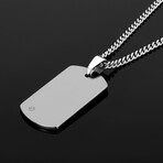 Diamond Accent + Polished Tungsten Carbide Dog Tag Pendant Necklace // 24"