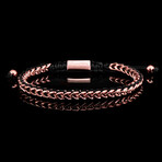 Rose Gold Plated Stainless Steel Franco Chain Adjustable Bracelet // 7.75"